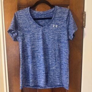 Under Armour Women's Blue Heather V-Neck Performance Tee